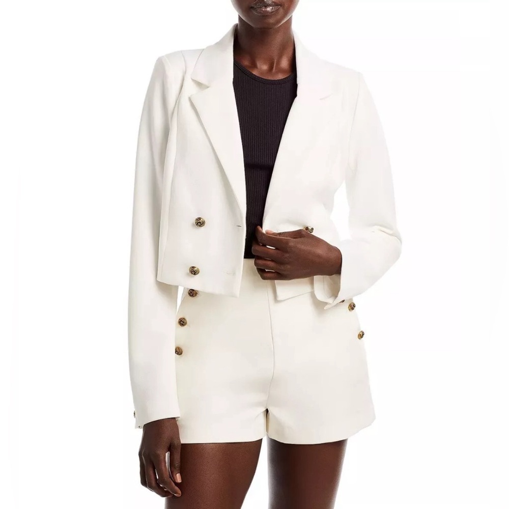 Aqua Knot Button Crop Blazer